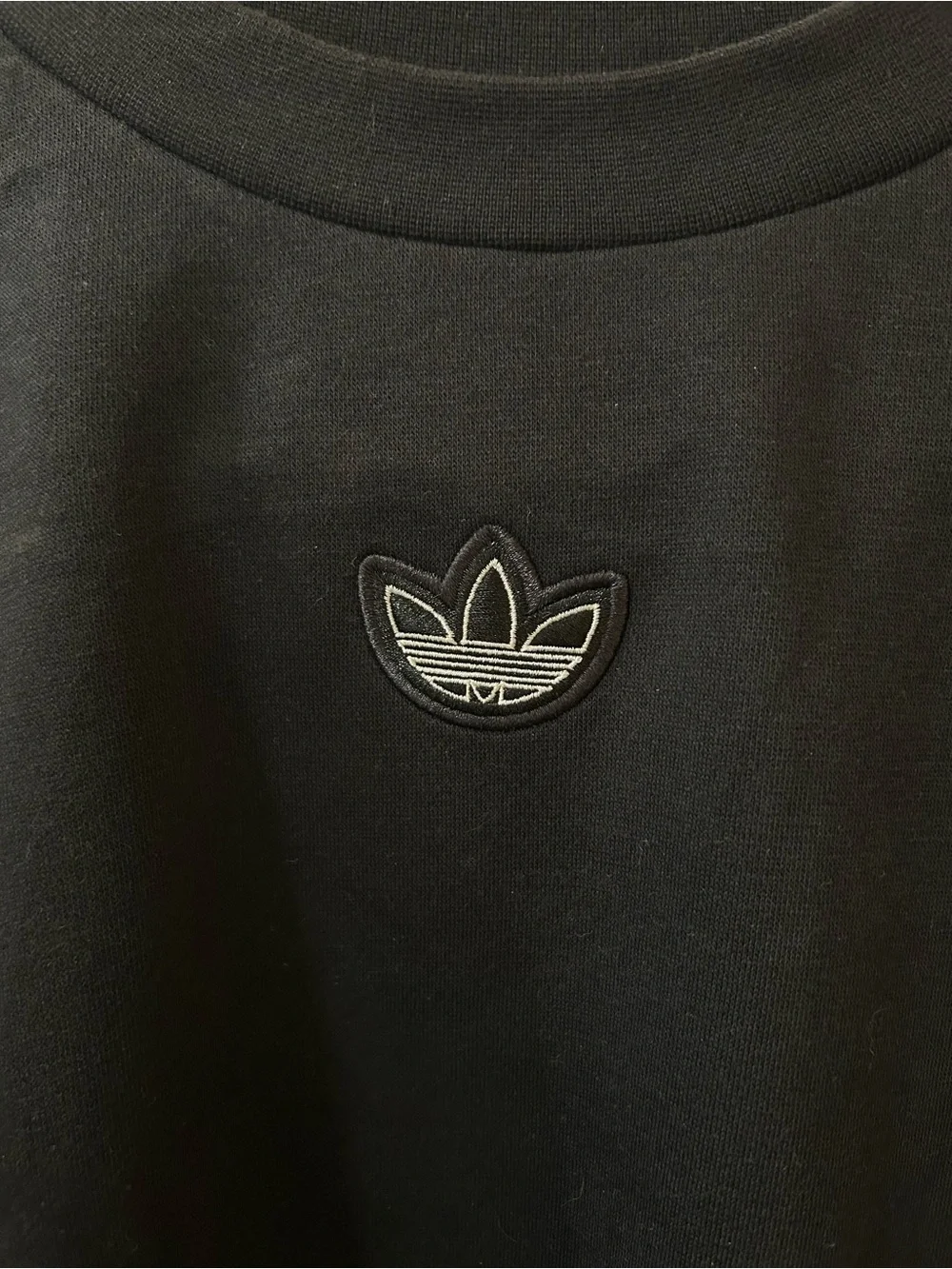 adidas Black Crewneck Sweatshirt with White Three-Stripes
